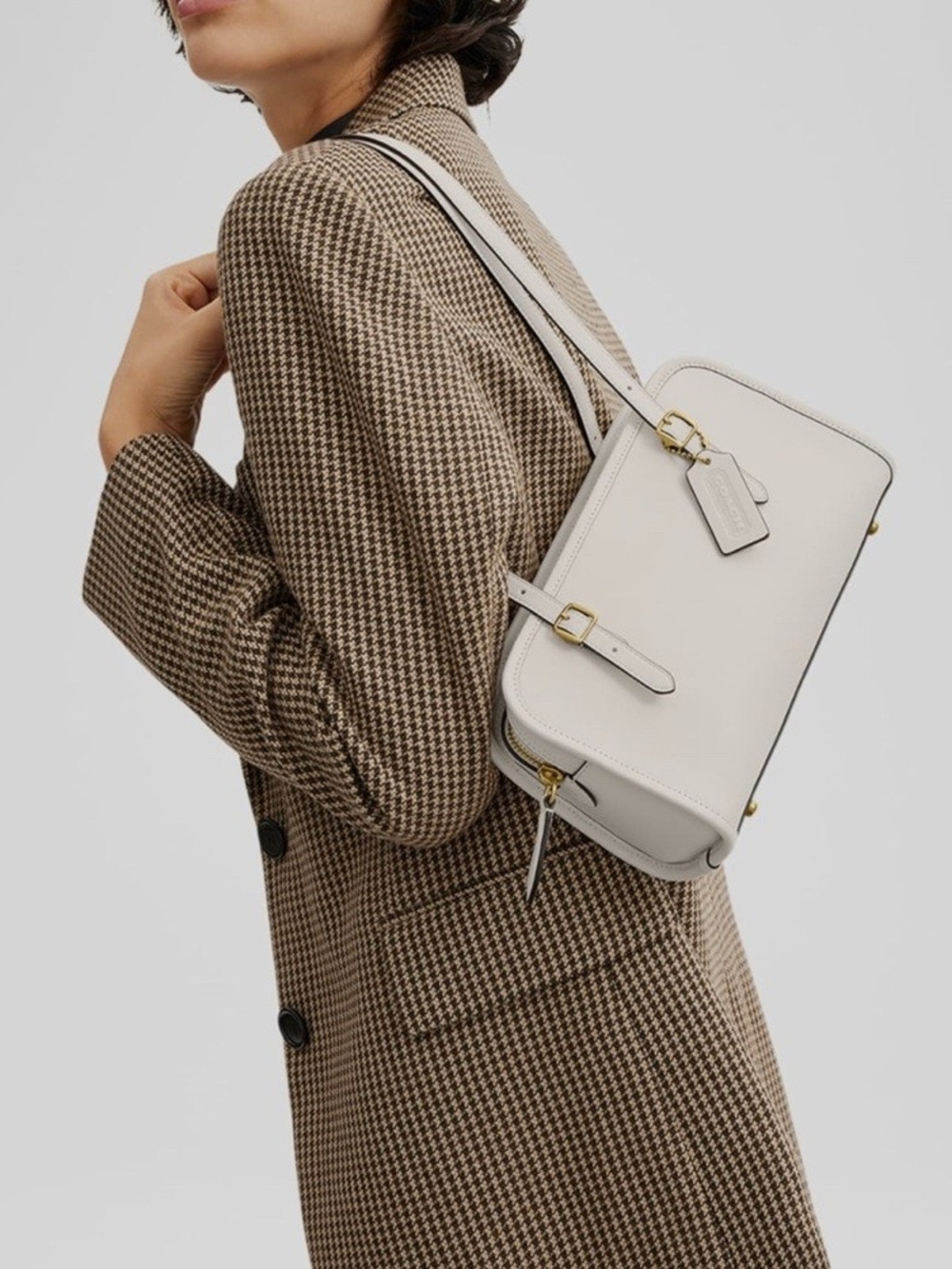 Coach Swing Zip Leather Shoulder Bag with Gold Hardware